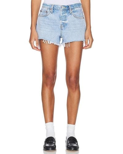 RE/DONE X Pam Anderson Mid Rise Relaxed Short - Blue
