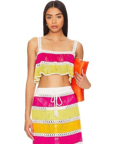 MY BEACHY SIDE TOP CROPPED MAILLE CROCHET - Multicolore