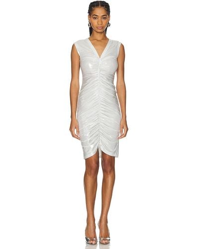 Norma Kamali Sleeveless Deep V Neck Shirred Front ドレス - ホワイト