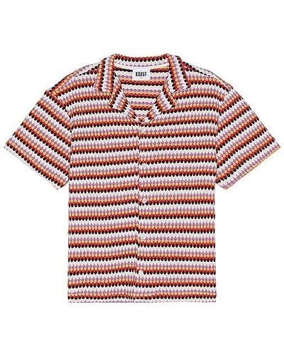 KROST Calico Shell Knit Bowling Shirt - Red