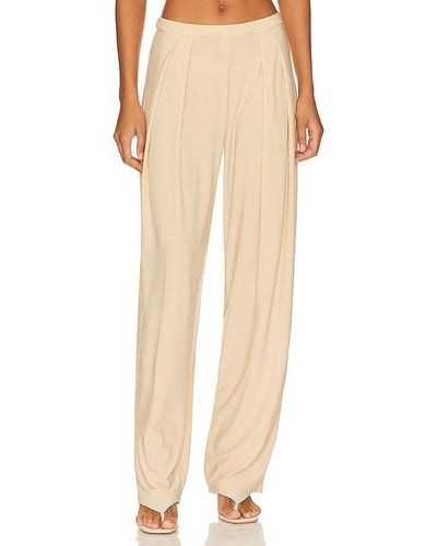 Norma Kamali Tapered Pleated Trouser - Natural