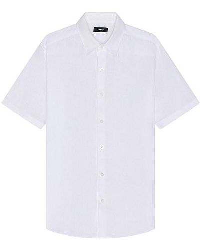Theory Irving Linen Short Sleeve Shirt - White
