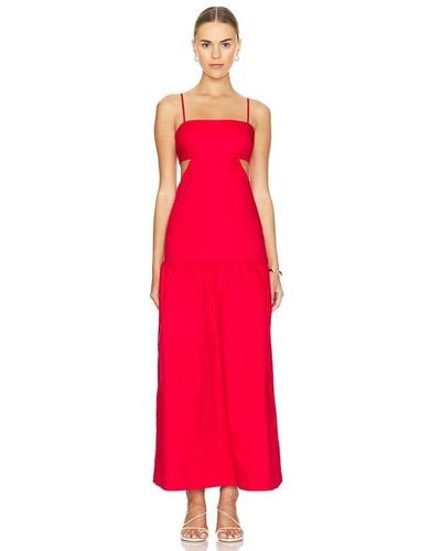 Adriana Degreas Cotton Solid Cutouts Long Dress - Red