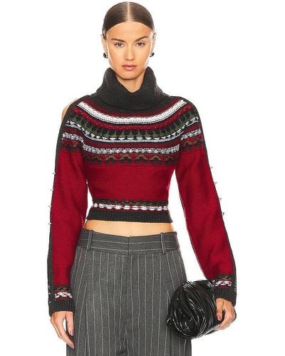 Monse Cropped Sweater - Red