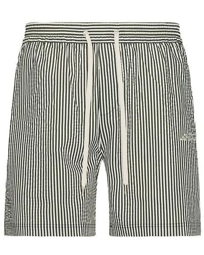Les Deux Stan Stripe Seersucker Swim Shorts - Gray