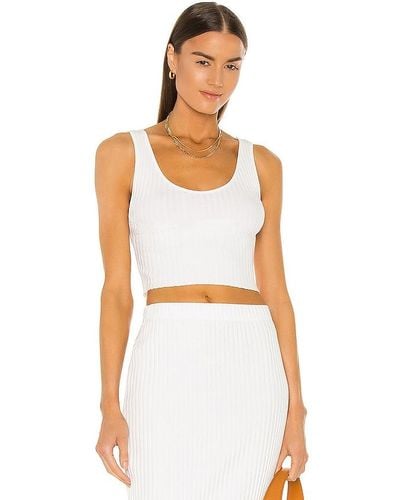 Enza Costa Rib Sweater Knit Cropped Scoop Tank - White