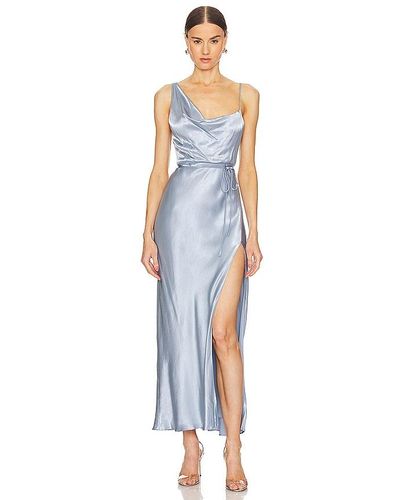 Shona Joy La Lune Draped Side Split Midi Dress - Blue
