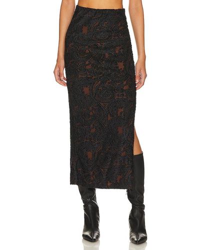 Free People Rosalie Velvet Midi Skirt - Black