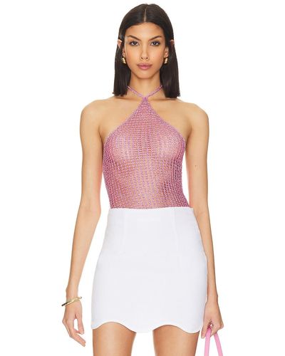 h:ours Saira Sequin Knit Halter Top - ホワイト