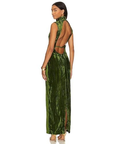 Nbd Crinkled Velvet Backless Dress - Green