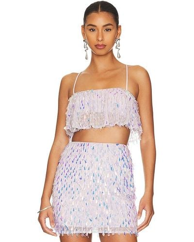 MAJORELLE Mallory Embellished Crop Top - White