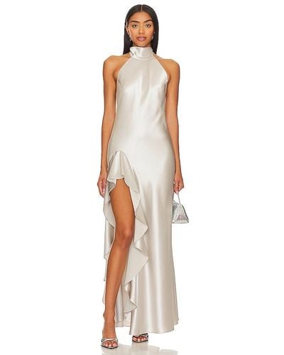 MILLY Roux Hammered Satin Dress - White