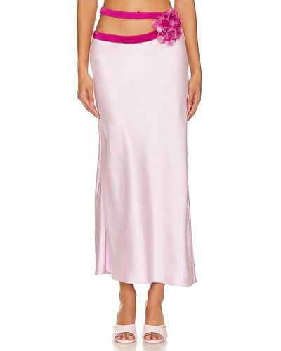 For Love & Lemons Autumn Maxi Skirt - Pink