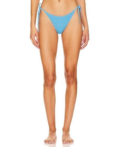 MILLY Cabana Lori Textured Bikini Bottom - Blue