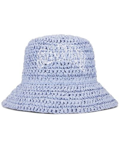 Ganni Summer Straw Hat - ブルー