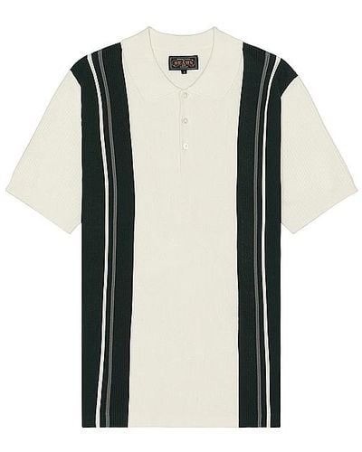 Beams Plus Knit polo stripe - Negro