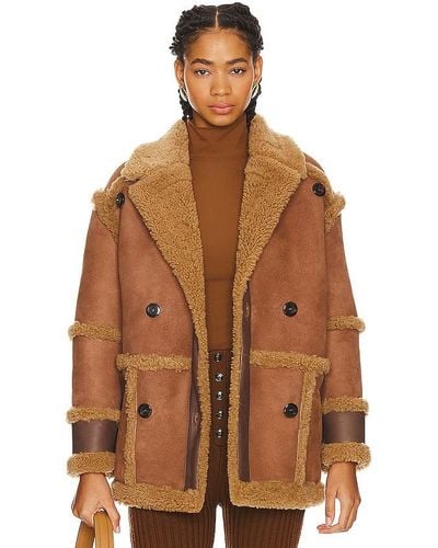 Blancha Shearling And Leather Jacket - Brown