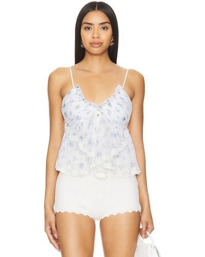 Free People Femme Fatale Printed Top In Ivory Combo - White