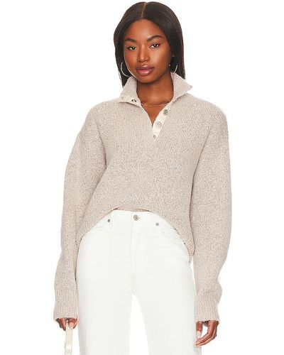 525 Boxy Snap Front Henley - White
