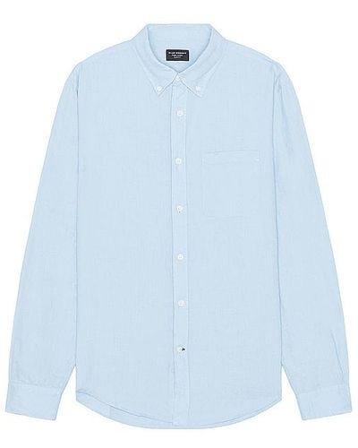 Club Monaco Long Sleeve Solid Linen Shirt - Blue
