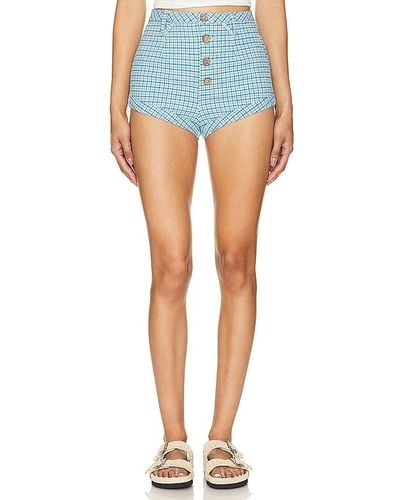 Free People X Revolve Checked Out Plaid Brief - Blue