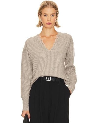 Brochu Walker SWEATER MIT V-AUSSCHNITT UND SPITZE AVA - Schwarz