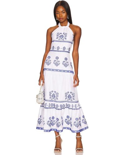 MILLY Dea Cross Stitch Embroidered Dress - Blue