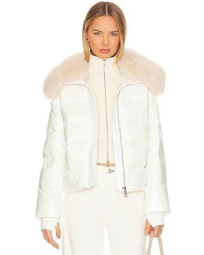 Jocelyn Nylon Puffer Jacket With Faux Collar - White