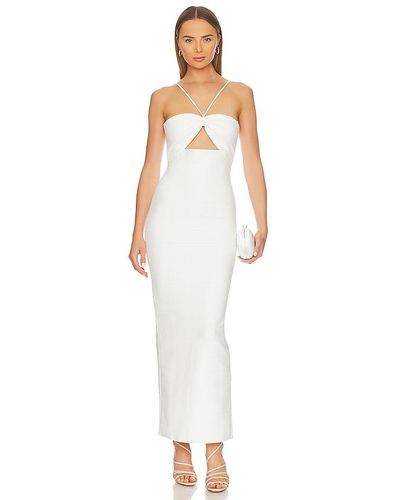 Hervé Léger Icon Gathered Strappy Gown - White