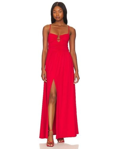 Susana Monaco String Gather Maxi Dress - Red