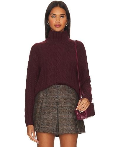Autumn Cashmere Cropped Cable Mock Neck - Red