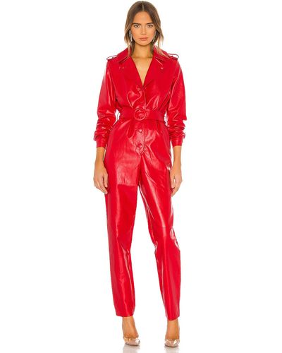 Ronny Kobo Alie Faux Leather Jumpsuit - Rot