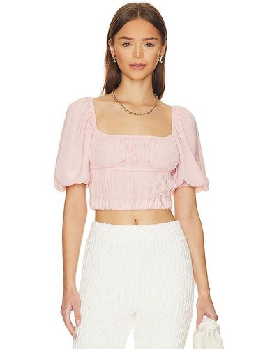1.STATE Ruched Flutter Sleeve Top - Pink
