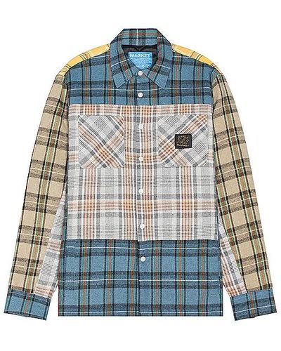 Market Thrift Flannel Long Sleeve Shirt - Blue