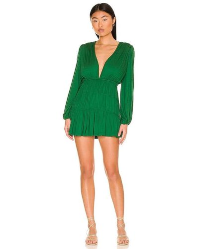 Indah Francesca Plunge Neck Mini Dress - Green