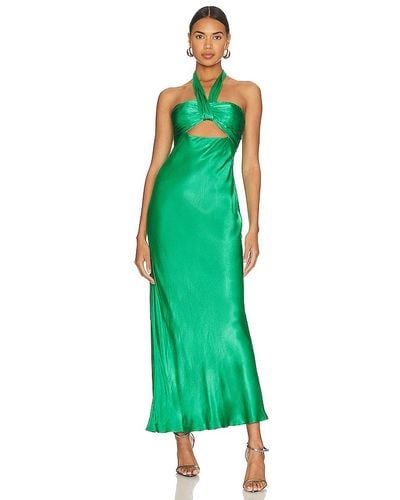 Shona Joy Lana Ruched Halter Midi Dress - Green