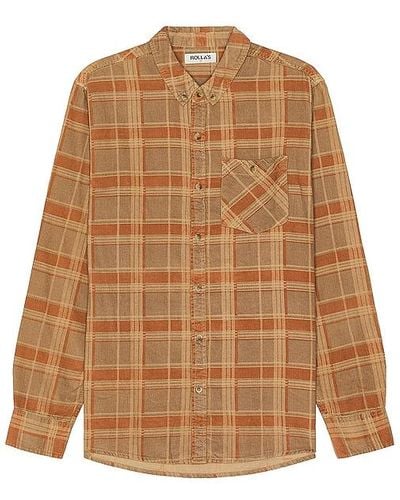 Rolla's Tradie Cord Check Shirt - Brown