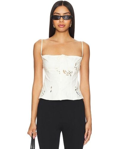 WeWoreWhat Ruched Cup Button Tank - White