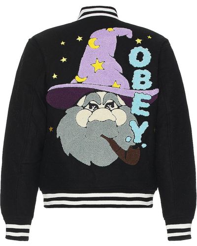 Obey Wizard Varsity Jacket - ブラック