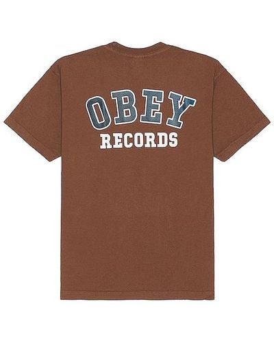 Obey Records Tee - Brown