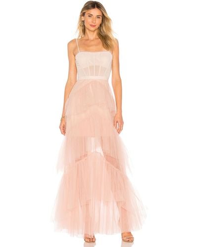 BCBGMAXAZRIA Oly Long Tulle Gown In Bare Pink