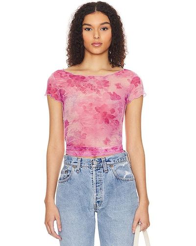 Free People T-SHIRT BABY ON THE DOT - Rouge