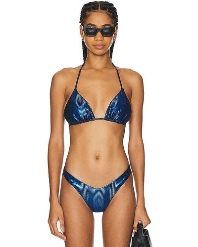 Luli Fama Midnight Waves Seamless Bikini Top - Blue