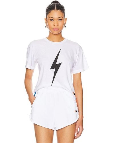 Aviator Nation T-SHIRT BOLT BOYFRIEND - Blanc