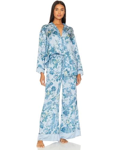 Free People X Intimately Fp Dreamy Days Pajama Set In Misty Combo - Blue