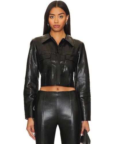 Amanda Uprichard X Revolve Lucas Faux Leather Jacket - Black