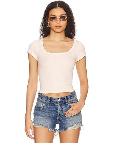 Free People X Intimately Fp End Game Pointelle Baby Tee - Blue