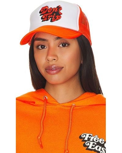 Free & Easy Don't Trip Embroidered Trucker Hat - Orange