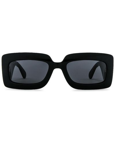 Gucci Matelasse Rectangular Sunglasses - ブラック