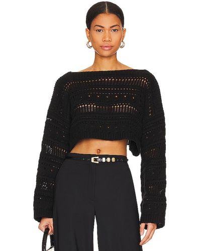 Tularosa Francis Open Stitch Cropped Pulllover - Black